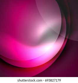Vector digital illustration, glowing waves and circles