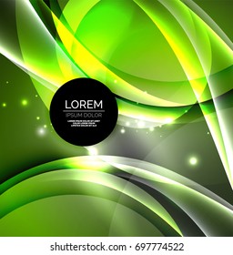 Vector digital illustration, glowing waves and circles