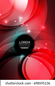 Vector digital illustration, glowing waves and circles