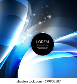 Vector digital illustration, glowing waves and circles