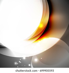 Vector digital illustration, glowing waves and circles