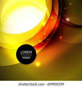 Vector digital illustration, glowing waves and circles