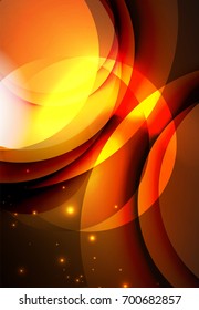 Ilustración digital vectorial, ondas y círculos brillantes