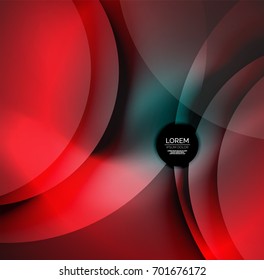 Vector digital illustration, glowing waves and circles