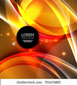 Vector digital illustration, glowing waves and circles