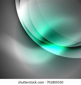 Vector digital illustration, glowing waves and circles