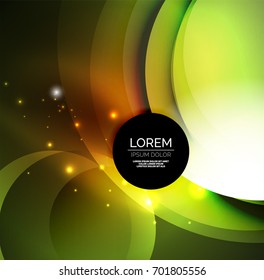 Ilustración digital vectorial, ondas y círculos brillantes