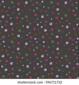 Vector digital illustration with nature elements. Seamless beautiful floral background with pretty flowers. Colorful print with floral composition in vintage style on a gray.