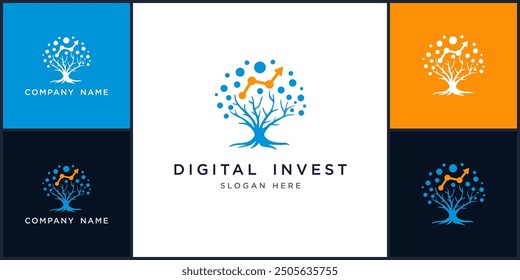 Vector of digital invest logo dan icon design template, can be used in various media easily, editable