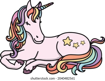Vector digital laying unicorn illustration