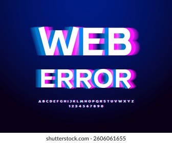 Vector Digital logo Web Error. Broken Effect Font. Defective Uppercase set of Alphabet Letters and Numbers.