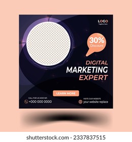 Vector digital marketing agency and corporate social media post Design or square web banner ready promotional  template