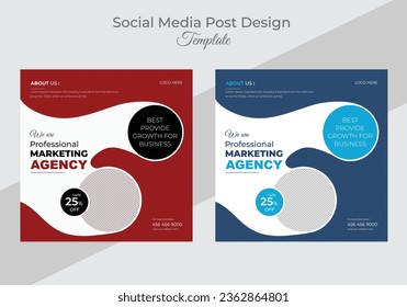 Vector digital marketing agency and simple social media advertising post design
