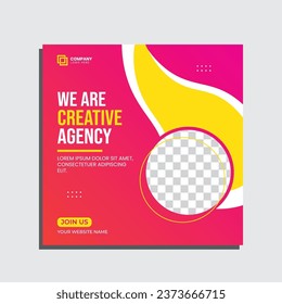 Vector digital marketing agency social media post design. editable square banner for creative agency.