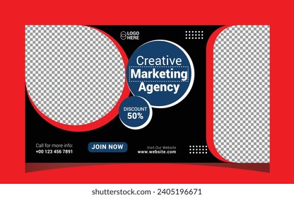 Vector digital marketing agency web banner and youtube thumbnail template