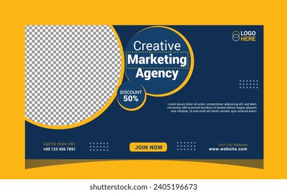 Vector digital marketing agency web banner and youtube thumbnail template