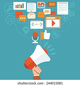 Vector digital marketing concept in flat style - infographics and icons - online digital media 