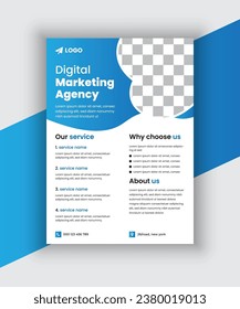 Vector digital marketing flyer design. corporate business agency editable flyer template.