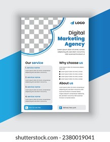Vector digital marketing flyer design. corporate business agency editable flyer template.