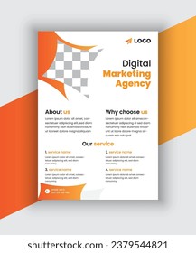 Vector digital marketing flyer template. marketing agency editable flyer design.