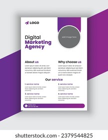 Vector digital marketing flyer template. marketing agency editable flyer design.