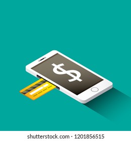 vector digital mobile wallet vector concept icon. smartphone screen with money. vector Internet banking concept. wireless money transfer.