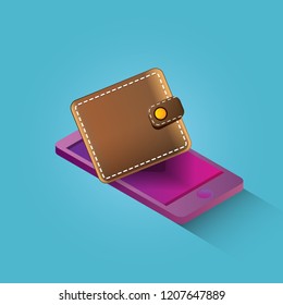 vector digital mobile wallet vector concept icon. smartphone screen with money on screen. vector Internet banking concept. wireless money transfer.