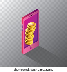 vector digital mobile wallet vector concept icon isolated on transparent background. smartphone screen with money on screen. vector Internet banking concept. wireless money transfer. 