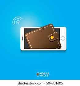 vector digital mobile wallet vector concept icon. smartphone screen with wallet on screen. Internet banking concept. wireless money transfer.