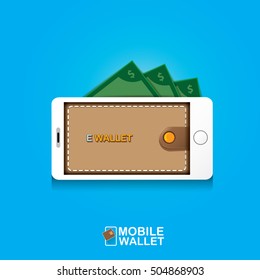 vector digital mobile wallet vector concept icon. smartphone screen with wallet and credit cards on screen. Internet banking concept. wireless money transfer.