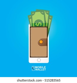 vector digital mobile wallet vector concept icon. smartphone screen with wallet and credit cards on screen. Internet banking concept. wireless money transfer.