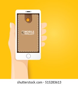 vector digital mobile wallet vector concept icon. smartphone screen with wallet and credit cards on screen. Internet banking concept. wireless money transfer.