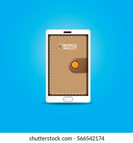 vector digital mobile wallet vector concept icon. smartphone screen with wallet on screen. Internet banking concept. wireless money transfer.