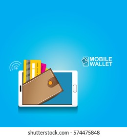 vector digital mobile wallet vector concept icon. smartphone screen with wallet on screen. Internet banking concept. wireless money transfer.