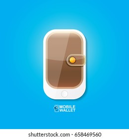 vector digital mobile wallet vector concept icon. smartphone screen with wallet on screen. Internet banking concept. wireless money transfer.