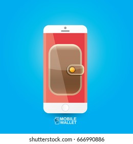 vector digital mobile wallet vector concept icon. smartphone screen with wallet on screen. Internet banking concept. wireless money transfer