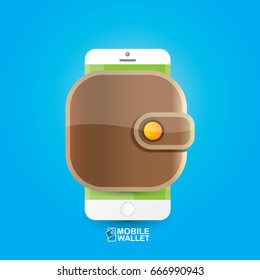vector digital mobile wallet vector concept icon. smartphone screen with wallet on screen. Internet banking concept. wireless money transfer