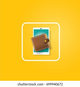 vector digital mobile wallet vector concept icon. smartphone screen with wallet and credit cards on screen. Internet banking concept. wireless money transfer.