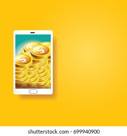 vector digital mobile wallet vector concept icon. smartphone screen with wallet and credit cards on screen. Internet banking concept. wireless money transfer.