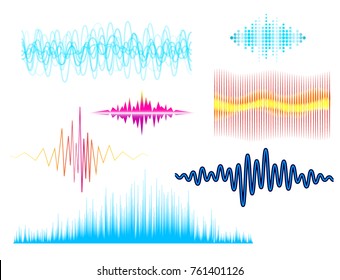 Vector digital music equalizer audio waves design template audio signal visualization signal illustration.