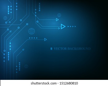 Vector Digital Netwrok.cyber Conection Concept.blue Background.