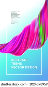 Vector digital painting abstract background. Creative vivid 3d flow paint wave. Trendy red green liquid banner template with bright gradient paint on blue green background.