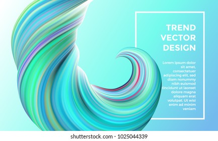 Vector digital painting abstract background. Creative vivid 3d flow paint wave. Trendy blue green liquid banner template with bright gradient paint on green background.