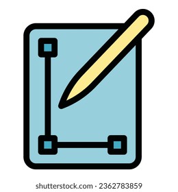 Vector digital pen icon outline vector. Tablet design. Draw signature color flat