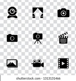 vector digital photography sign symbols. digital equipment icons set - video film interface