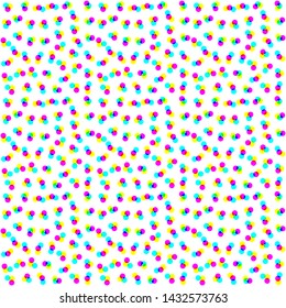 Vector digital rgb dots colored pattern/ transparent rgb cmyk geometrical round elements/ seamless print background for design, fabric, textile, advertising banner, web.
