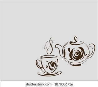 
VECTOR digital sketch fashion handmade creative food Background with the  cup of coffee are tea for  design menu are logo cafe 