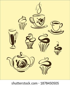 
Esbozo digital VECTOR moda comida creativa hecha a mano Set con el menú de elementos para el diseño
