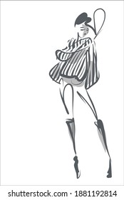 
VECTOR digital sketch fashion handmade creative Background with the beautiful young girl  model  for design logo 
