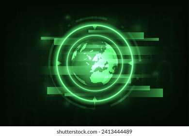 Vector Vector de tecnología digital ecología Banner fondo verde. Tecnología cibernética: datos futuristas, abstractos de innovación a partir de datos.